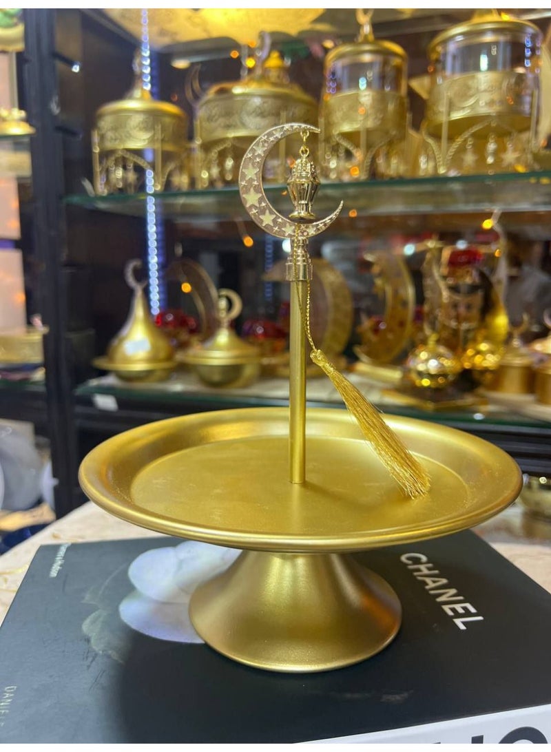 شياله و تمرية 1 دور هلال معدن جولدلضيافة الملكية في رمضان والعيد الشياله الملكيه العثماني شياله تمر 1 دور هلال معدن جولد   شيك جدا لتقديم الحلويات والياميش والكحك والبسكوت ومكسرات وجوده عالي جدا - Image 4